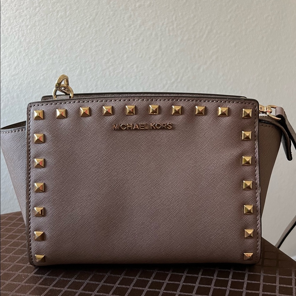 Michael Kors Selma Studded Leather Crossbody Bag